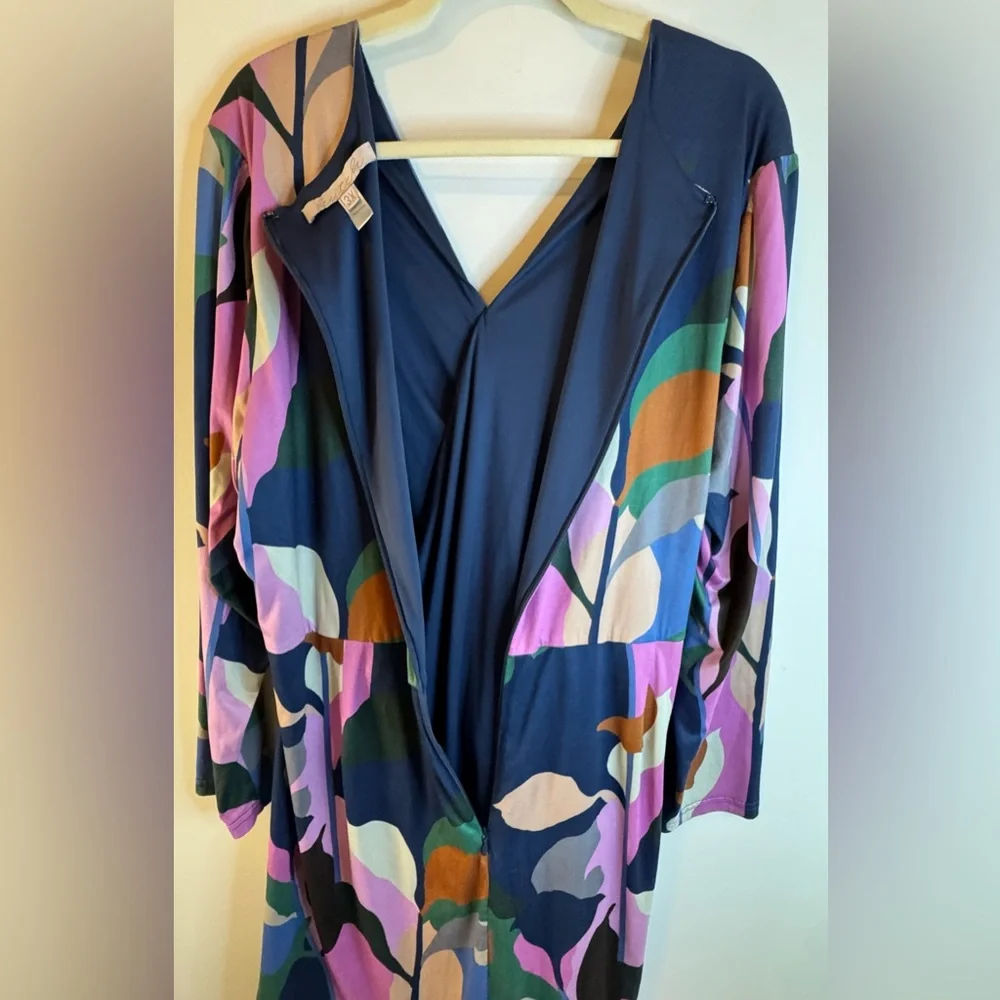 Hutch Anthropologie Long Sleeve Faux Wrap Abstract Dress Stretch Size 3XL - Picture 5 of 9